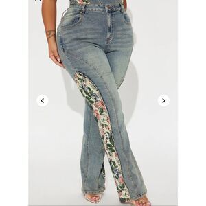 Amari Floral Plus size 22 Stretch Bootcut Jeans Vintage Wash Fashion Nova